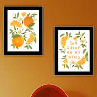 "Sunshine On My Mind Oranges" Framed Wall Art For Living Room, Wall Art Print For Home Decor, Bedroom Wall Art By House Fenway Multicolor Wood Paper
