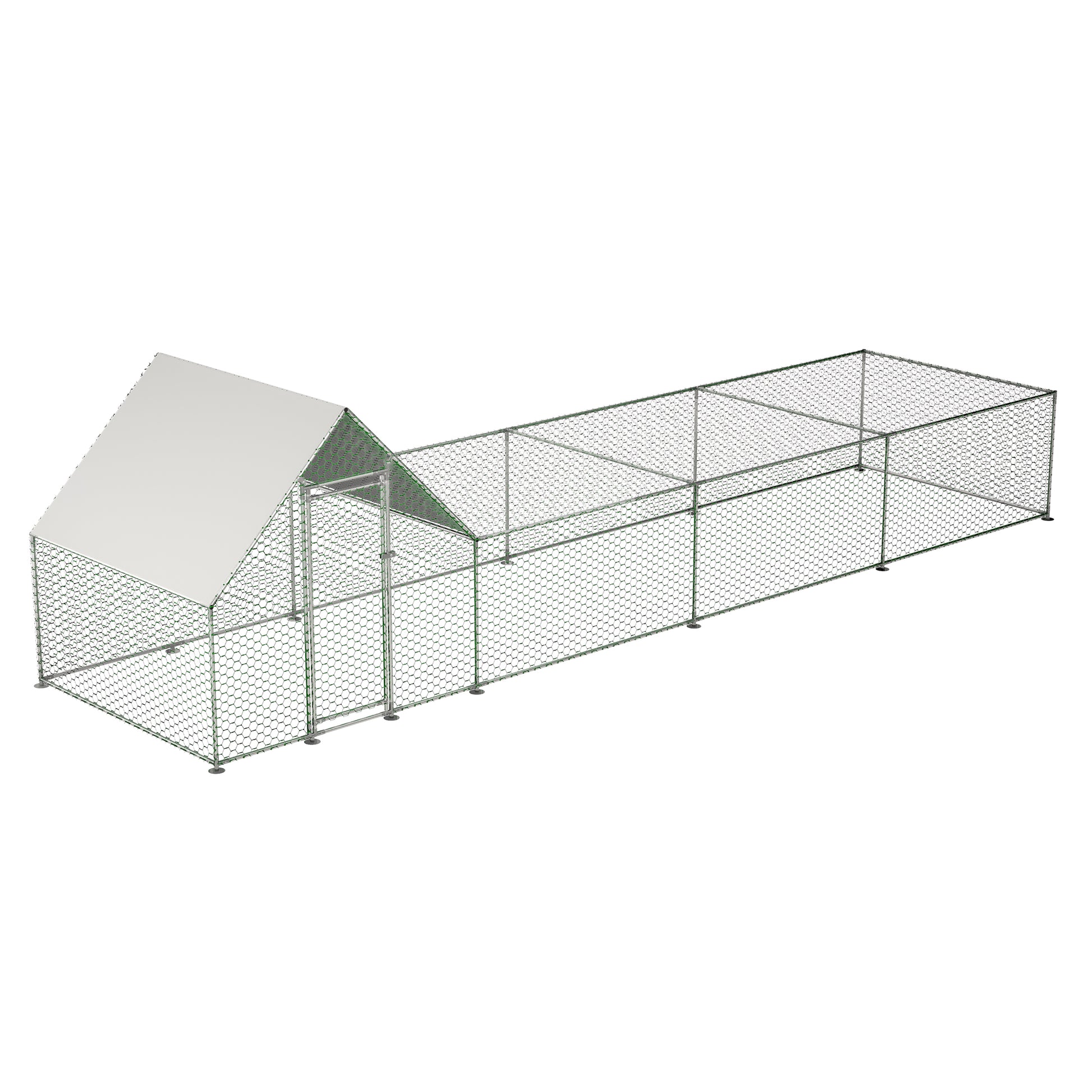 26'Lx6.7'Wx6.6' Ft Large Metal Chicken Coop, Walk In Chicken Run, Galvanized Wire Poultry Chicken Hen Pen Cage, Rabbits Duck Cages With Waterproof And Anti Ultraviolet Cover For Outside Silver Metal