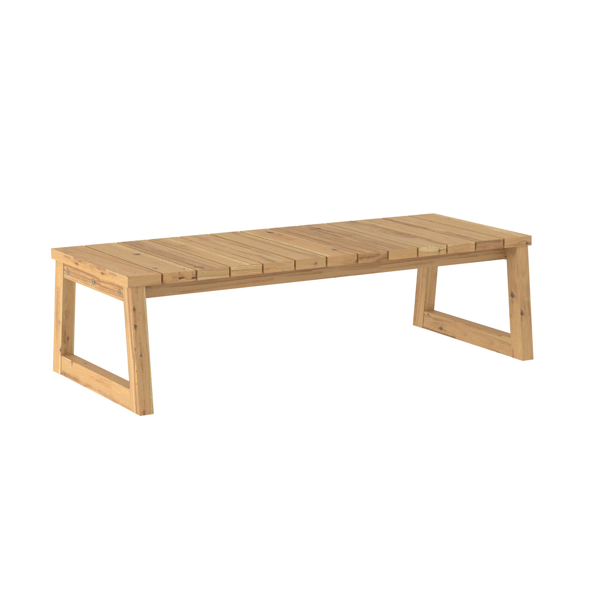 Modern Solid Wood Slat Top Outdoor Coffee Table Natural Natural Wood Acacia Wood