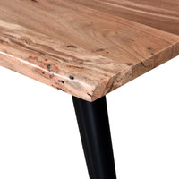 Modern 58 In. Acacia Wood And Metal Dining Table, Water Resistant Coating Tabletop, Dining Room Furniture, Black Brown Black Brown Seats 6 Brown Dining Room Modern Acacia Rectangular Iron Acacia Wood
