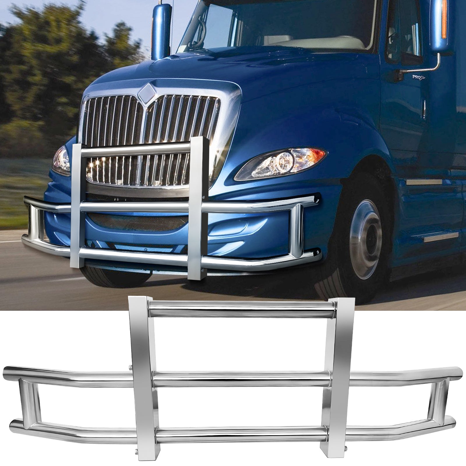 Stainless Steel Deer Guard Bumper For International Prostar 2008 2016 With Brackets Chrome Stainless Steel