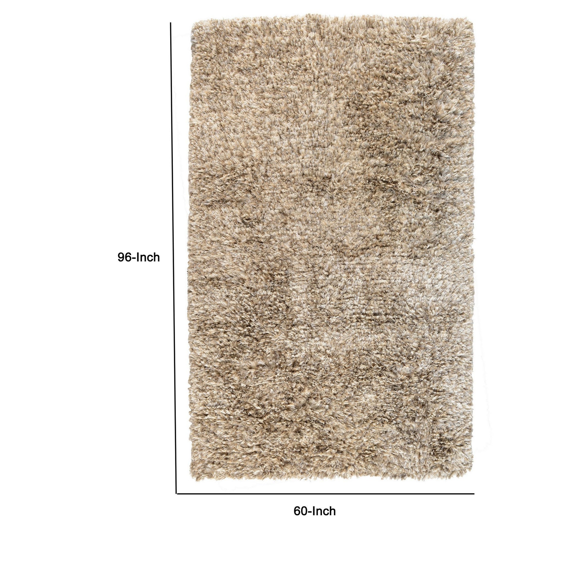 Harbinger 5 X 8 Shag Area Rug, Eco Friendly Handwoven Fabric Blend, Brown Brown Cotton