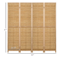 Homcom 4 Panel Room Divider, 5.5' Tall Bamboo Portable Folding Privacy Screens, Hand Woven Double Side Partition Wall Dividers For Home Office, Natural Natural Wood Bamboo