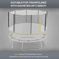 Soozier Trampoline Safety Net For 14Ft Round Trampoline With 8 Straight Poles, Weather Resistant Trampoline Net Replacement Enclosure With Yellow Zippered Entrance, Poles Not Included, Yellow Black Hdpe