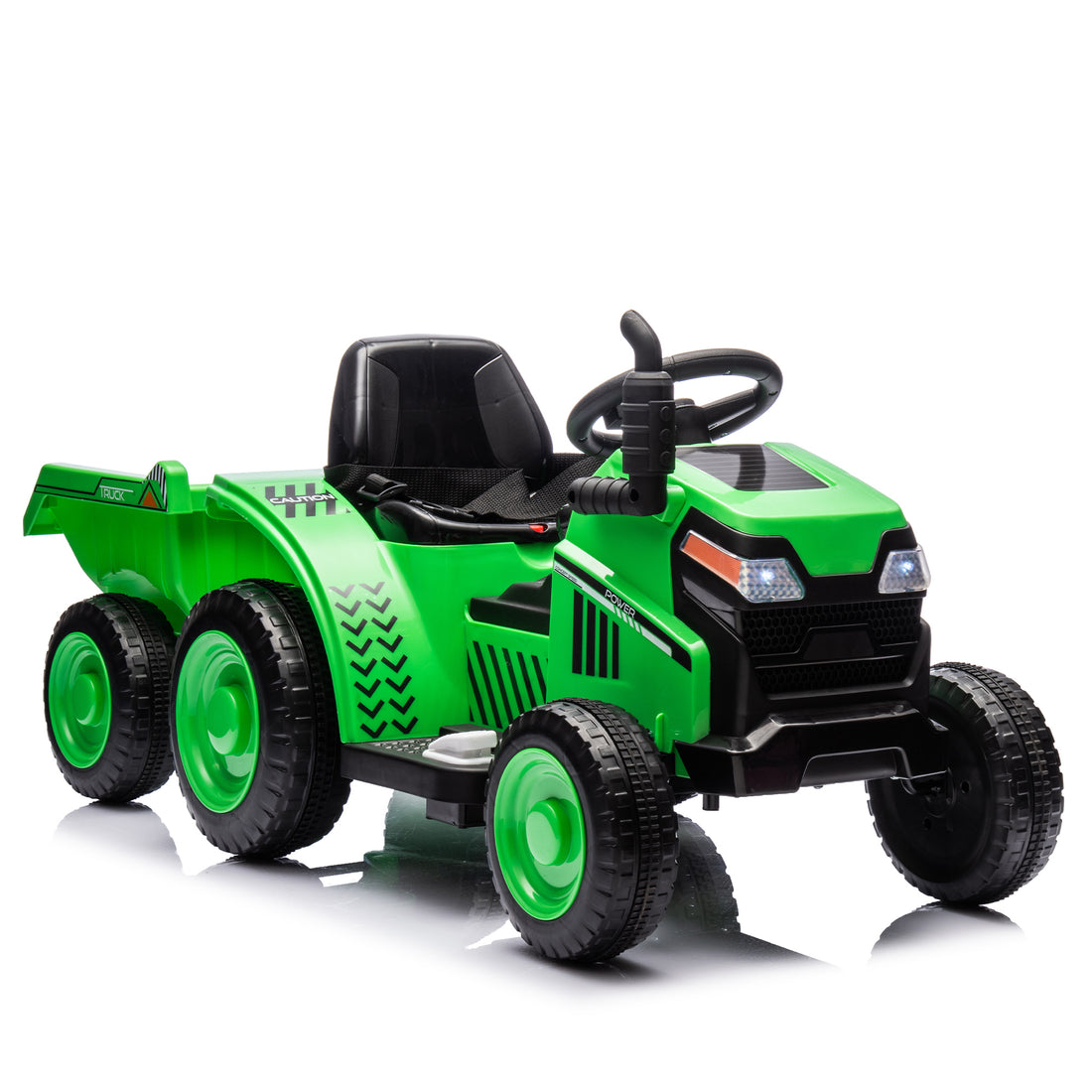 12V Kids Ride On Electric Tractor Black Knight,Kids Ride On Toy.2Wd,Non Skid Tires, Steering Wheel, Foot Pedal,With Removable Storage Tug,Light,Bluetooth,Music,Mp3,Usb,Power Display For Kids Aged 3 . Green 50 99 Lbs Polypropylene