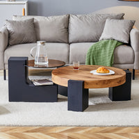 The Detachable Double Decker Coffee Table, The Stylish Design Is More Precious, And The Detachable Design Can Make The Use Of Space More Flexible And Suitable For Various Scenes. Black,Wood Mdf