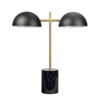 Nova Hydro Black Table Lamp With On Off Switch Double Lamp With Faux Marble Base Black,Gold,Marble Table&Floor Lamps Faux Marble,Metal