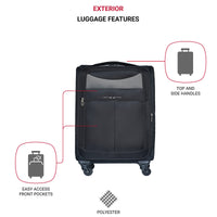 20 Inch Suitcase Black Black Oxford Fabric