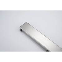 32 Inches Linear Shower Drain, Included Hair Strainer And Leveling Feet Brushed Nickel Stainless Steel