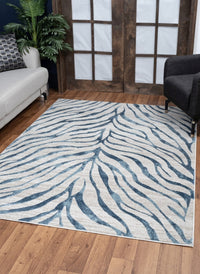 Elegance Gc Cnc6006 Blue 7 Ft. 10 In. X 10 Ft. 3 In. Area Rug Blue Polyester