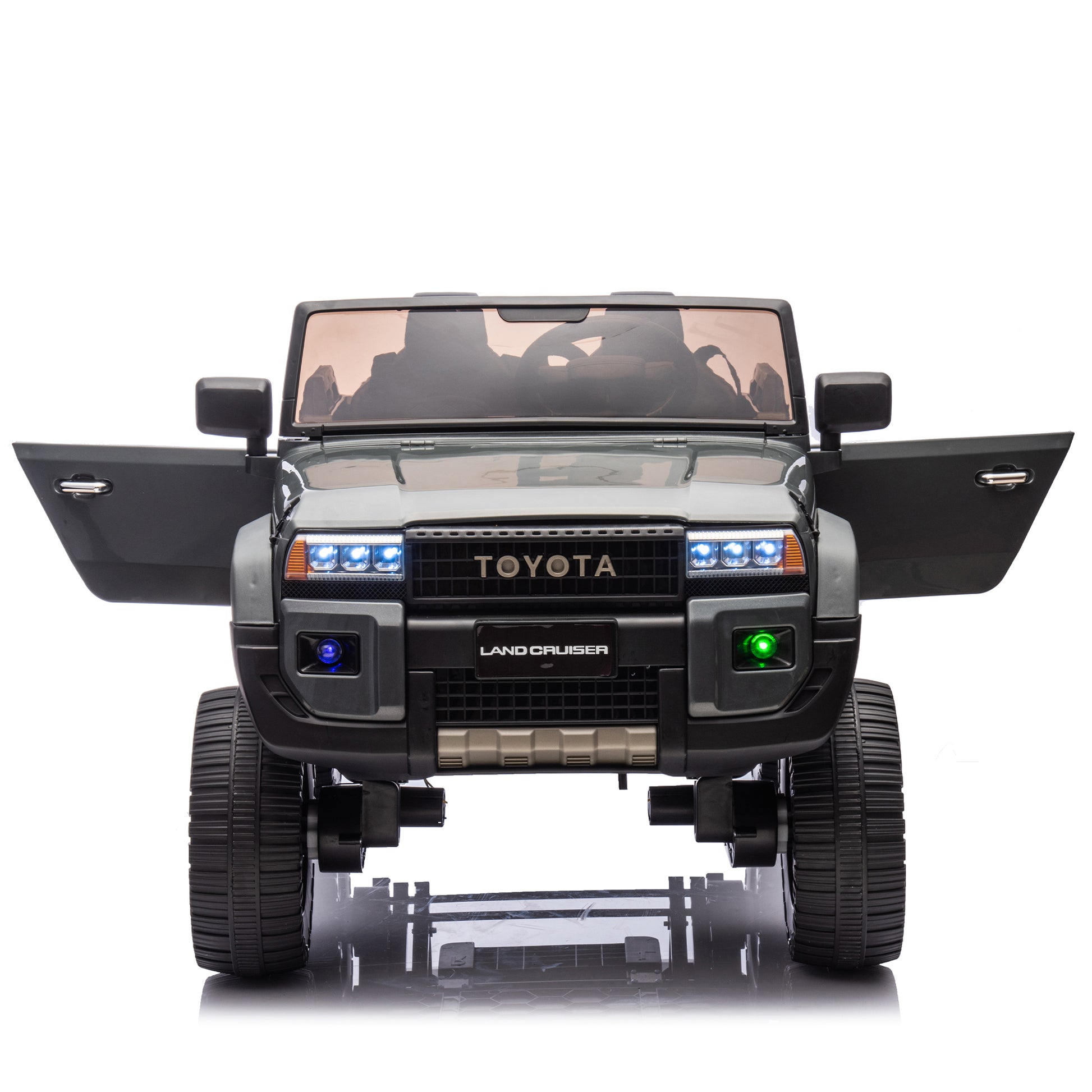 24V Two Seater Kids Ride On Car W Parents Remote Control, Licensed Toyota Lc250,220W Motors,With Shovel,Three Point Seat Belt,Slow Start,Speed Adjustment,Bluetooth,Music For Kids Aged 3 . Gray 100 149 Lbs Polypropylene