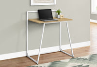 Computer Desk, Home Office, Laptop, 30"L, Work, Natural Laminate, White Metal, Contemporary, Modern Natural Mdf