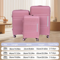 3 Piece Luggage Sets Pp Lightweight Suitcase With Two Hooks, Spinner Wheels, 20 24 28 2307 Rose Gold Abs