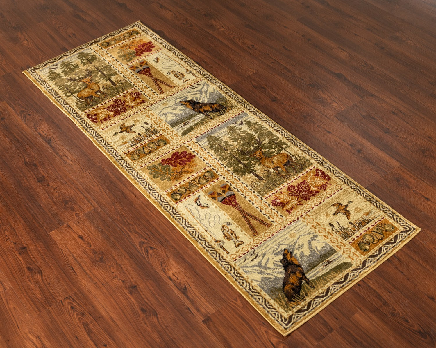 Woodland Gc Rst5401 Multi 2 Ft. X 3 Ft. Lodge Area Rug Cream Polypropylene