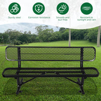 6 Ft. Outdoor Steel Bench With Backrest In Black Black Carbon Steel