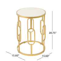 Drexel 16" Side Table White Gold Metal Stone