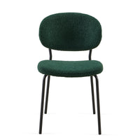 Dark Green Boucle Fabric Dining Chairs Set Of 2,Dining Chairs With Metal Legs For Dining Room, Kitchen, Living Room Metal Plaid Dark Green Dining Room Powder Coated Foam Dry Clean Modern Dining Chairs Solid Back Set Of 2 Foam Boucle