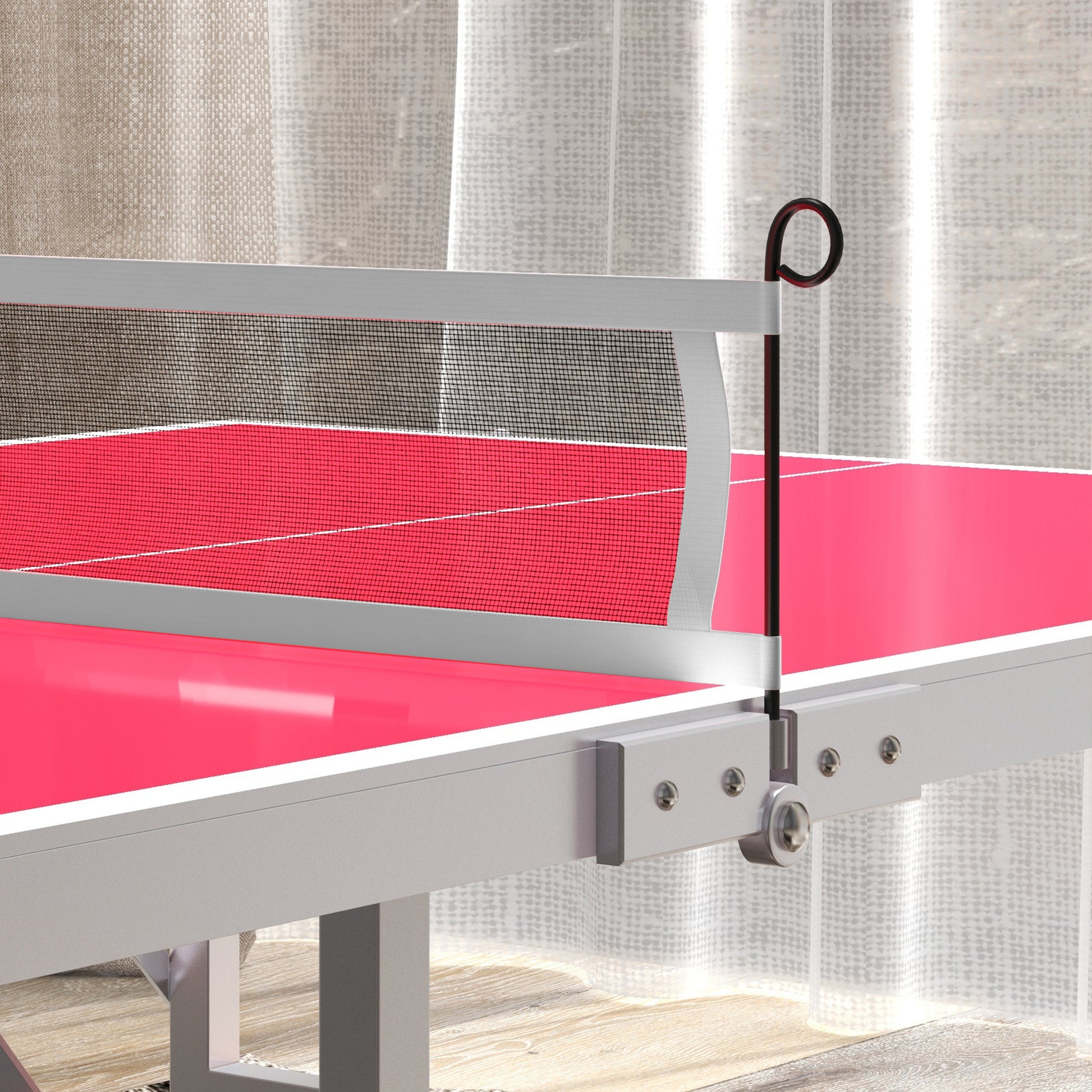 Soozier Mini Ping Pong Table Set For Outdoor And Indoor, Foldable Table Tennis Table With Net, 2 Paddles, 3 Balls, Adjustable Feet, Easy Assembly, Red Red Aluminum