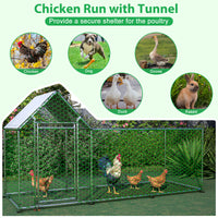 10X3Ft Metal Chicken Coop Run Backyard Hen House Poultry Habitat Cage W Cover Silver Metal