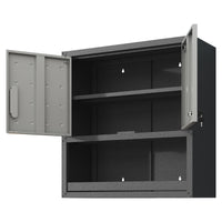 Metal Wall Mounted Tool Storage Cabinet With Locking Door And 1 Shelf 1 Opened Drawer For Garage Warehouse,Office,Assembly Required Black Gray Modern Metal