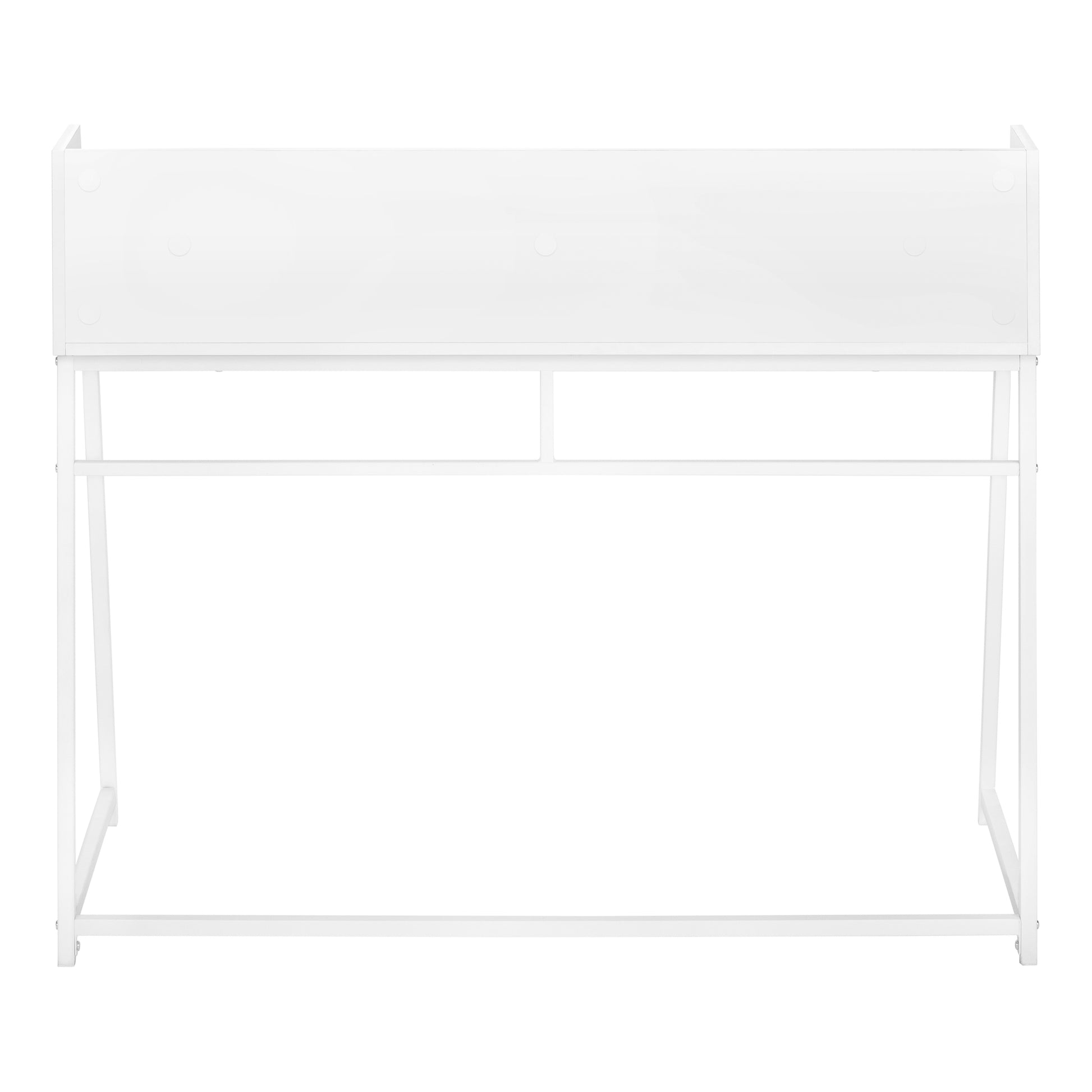 Computer Desk, Home Office, Laptop, Storage Shelves, 48"L, Work, White Laminate, White Metal, Contemporary, Modern White Particle Board