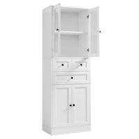 Tall Bathroom Storage Cabinet, Cabinet With Four Doors And Drawers, Adjustable Shelf, Mdf Board, White White Mdf