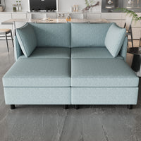 Love Seat Couches, Chaise Longue Mid Century Modern Sofa Couch With Storage For Small Spaces, Living Roombedroom Antique Blue Fabric