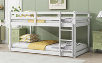 Solid Woodensolid Rubber Wooden Twin Over Twin Loft Bed With Ladder ,Upper And Bottom Bed Platforms Crafted With Strengthened Slats, White Twin White Rubber Wood