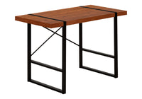 Computer Desk, Home Office, Laptop, 48"L, Work, Brown Laminate, Black Metal, Contemporary, Modern Cherry Particle Board