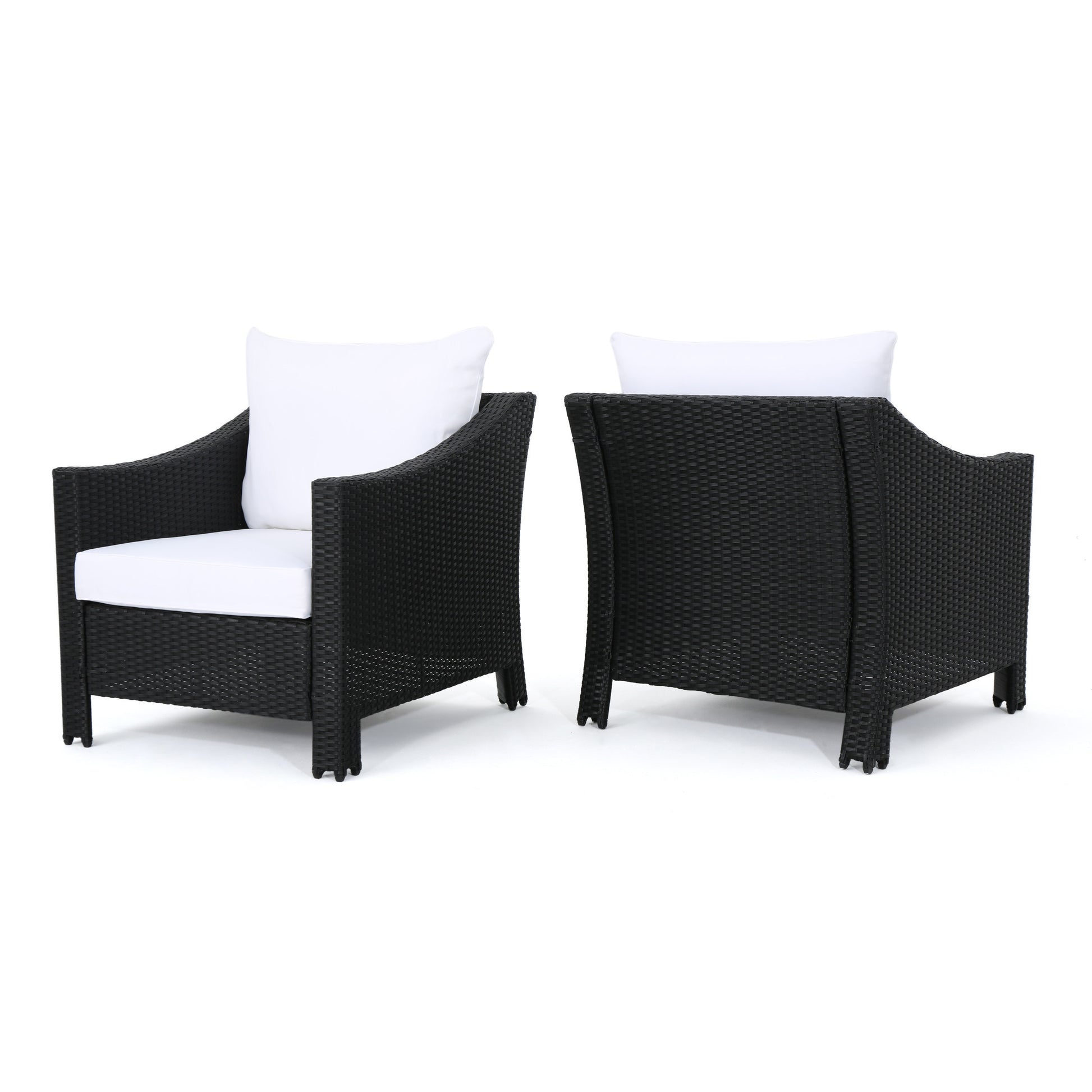 Antibes Armchair Black Pe Rattan Iron Waterproof Fabric