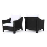 Antibes Armchair Black Pe Rattan Iron Waterproof Fabric