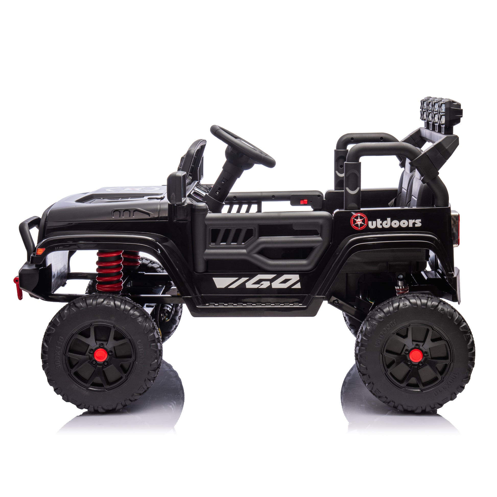 Black,24V 2 Seater Ride On Truck Car, 4Wd Motors, With 2.4G Remote Control,Metal Suspension,Soft Start,Music, Led Light,Outdoor Off Road Electric Car,Toys Gifts Black 100 149 Lbs Iron Plastic Iron