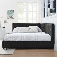 Full Size Upholstered Tufted Bed Frame, Sofa Bed Frame With Comfortable Backrest And Armrests, Full Size Bed For Bedroom, Living Room,Velvet, Black 80.5''*59''*30.5'' Box Spring Not Required Full