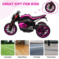 12V Three Wheel Ride On Motorcycle, Kids Electric Motorbike With Horns, Led Lights, Gift For Kids 3 8 Years,Rosy Rosy Polypropylene