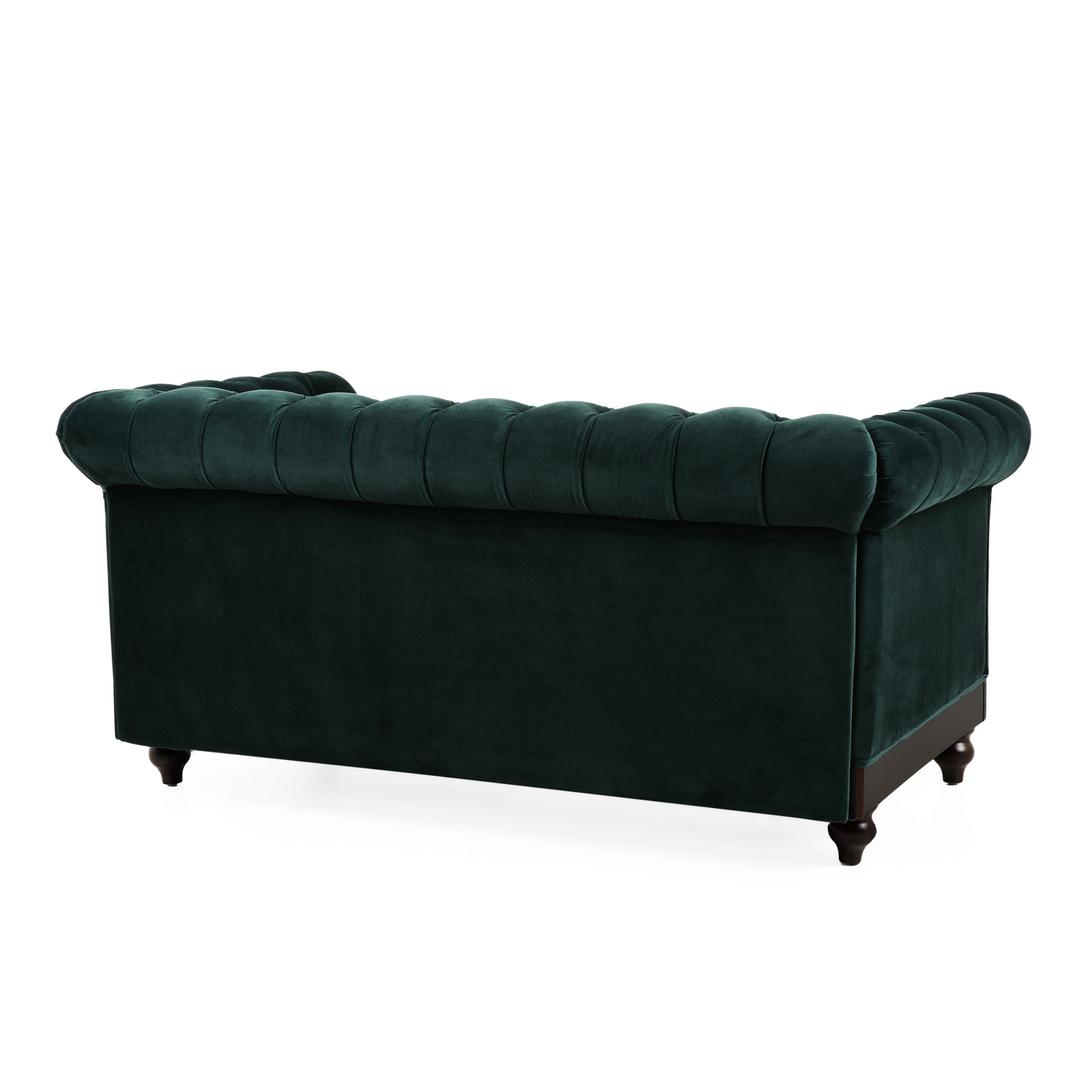 Vivalux 59.44" Chesterfield Velvet Loveseat Sofa,2 Person Rolled Arm Dutch Plush Upholstered Sofa Couch With Tufted Button For Living Room, Bedroom, Small Places,Forest Green Dark Green Espresso Velvet Wood Primary Living Space Soft Tufted Back