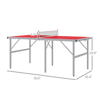 Soozier Mini Ping Pong Table Set For Outdoor And Indoor, Foldable Table Tennis Table With Net, 2 Paddles, 3 Balls, Adjustable Feet, Easy Assembly, Red Red Aluminum