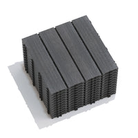 Patio Floor Tiles Pack Of 22 Wpc Wood Plastic Composite Patio Deck Tiles Diy Interlocking Decking Tiles, Quick Deck Floor Tile, Court Tile, Water Resistant Indoor Outdoor 11.8" Ash Dark Gray Plastic