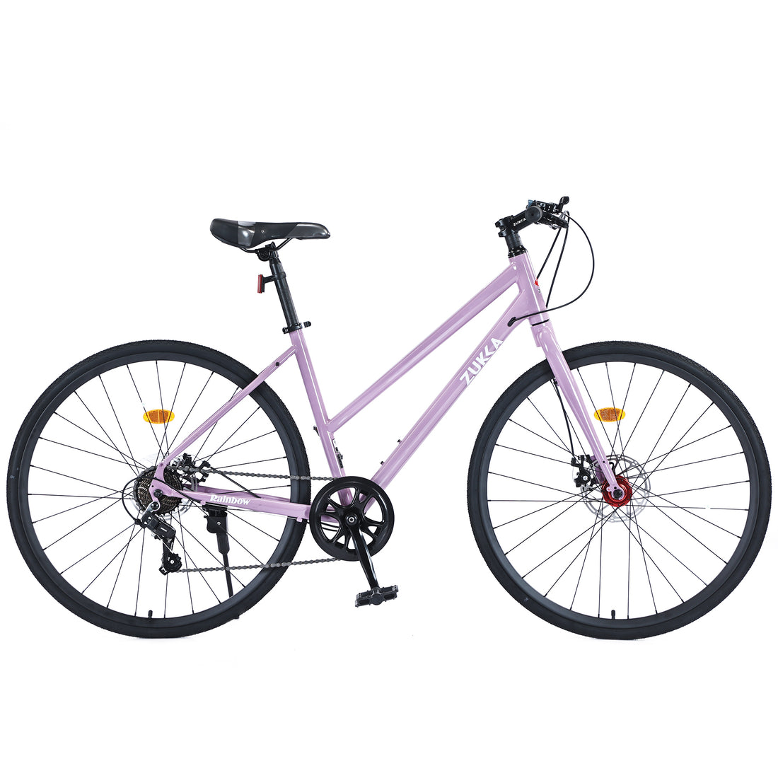 7 Speed Hybrid Bike Disc Brake 700C Road Bike For Men Women'S City Bicycle Cycling Light Purple Garden & Outdoor Carbon Steel