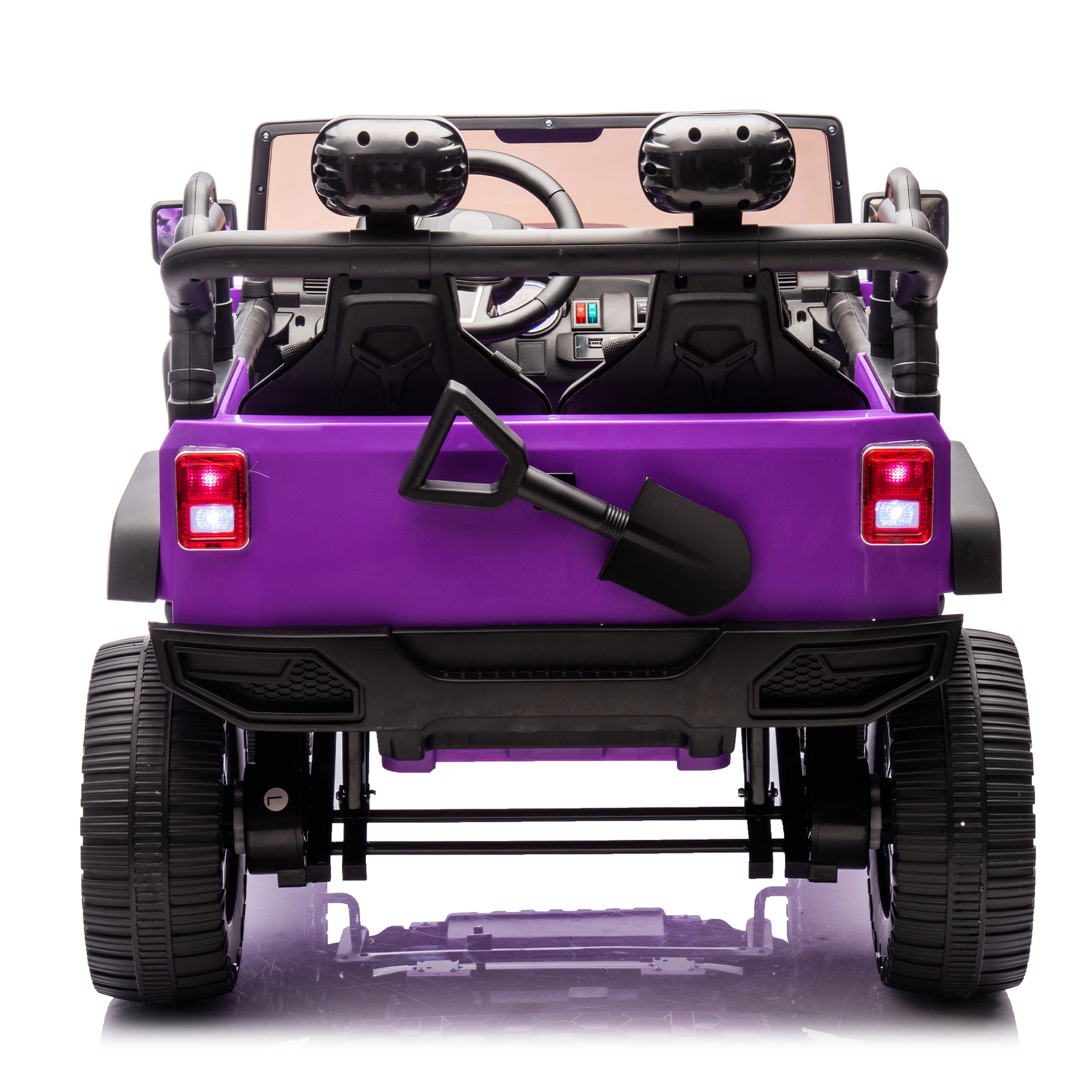 24V Two Seater Kids Ride On Truck Car W Parents Control,200W*2,Seat Width 20.28In,Four Wheel Suspension,Led Lights,Music,Mp3,Bluetooth,Two Independent Seat Belts,Suitable For Off Road For Kids Aged 3 Purple 100 149 Lbs Polypropylene