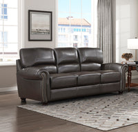 Traditional Living Room Furniture 2Pc Sofa Set Dark Brown Leather Sofa Loveseat Comfortable Plush Seating Rolled Arms Trim Classic Design Dark Brown Primary Living Space Classic,Traditional Rolled Arms Solid Wood 5 Seat