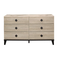 Modern Design Bedroom Furniture 1Pc Cream Finish And Black 6 Drawers Beautiful Dresser With Faux Marble Top Black,Cream Modern Wood