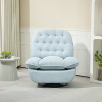 360 Swivel Recliner Adjustable Chair Chenille Glider Swivel Reclining Sofa Chair With Black Metal Round Base Blue Baby Blue Foam Upholstered