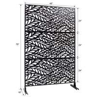 Outdoor & Indoor Privacy Screen Metal Privacy Screen 76" H 48" W, Freestanding Decorative Privacy Screen For Deck Balcony Patio, Privacy Fence Panels For Outside Lawn Garden Ps110 Black Black Steel