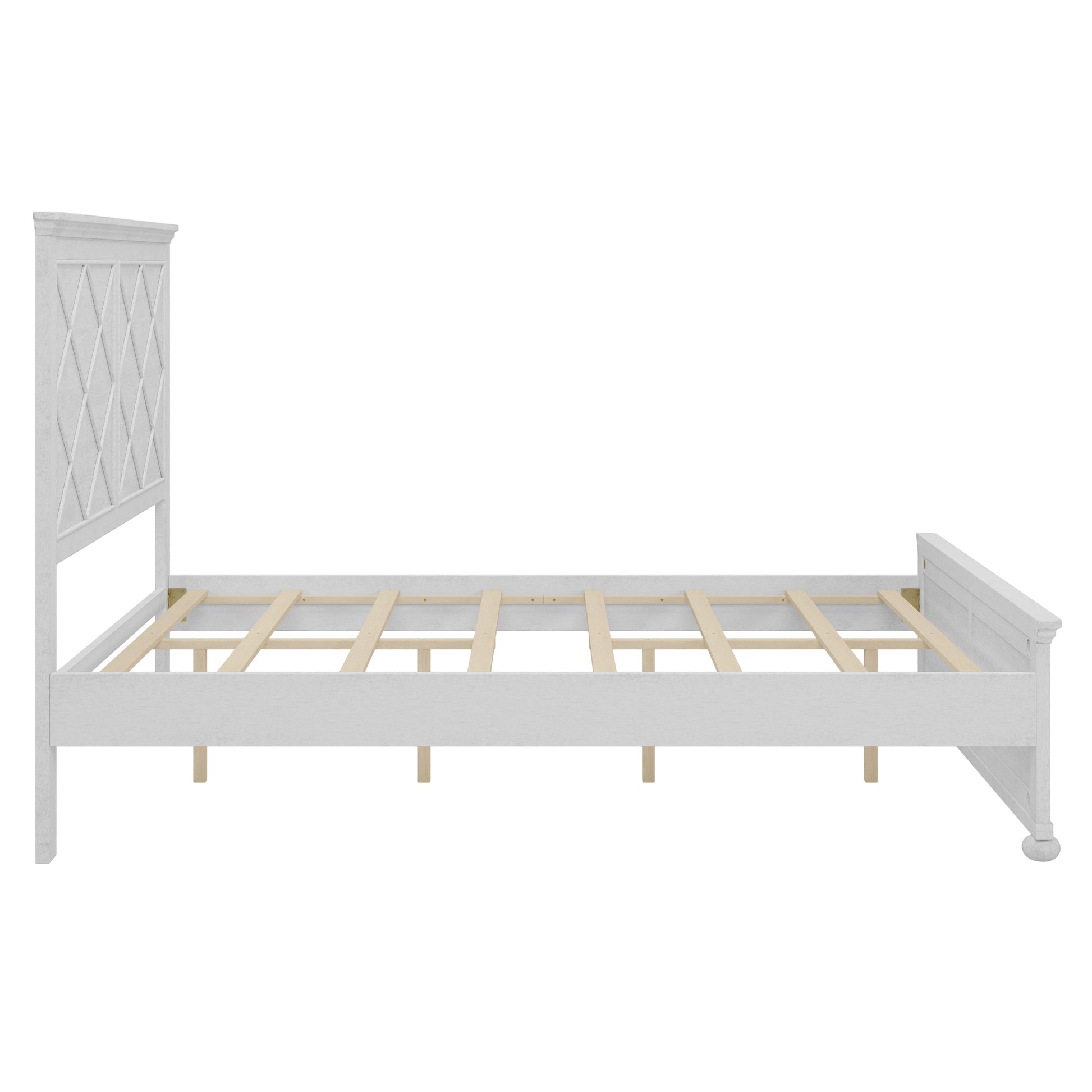 Coastal Farmhouse Solid Wood Queen Size Bed Frame,Antique White Box Spring Not Required Queen Antique White Wood Bedroom Farmhouse,Traditional,Vintage Bed Frame Wood