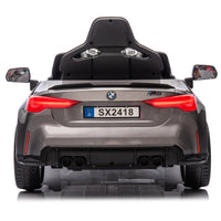 Bmw M4 12V Kids Ride On Painting Toy Car 2.4G W Parents Remote Control,Three Speed Adjustable,Power Display, Usb,Mp3 ,Bluetooth,Led Light,Story,A Handle With Wheels And A Pull, Easy To Carry Silver Polypropylene