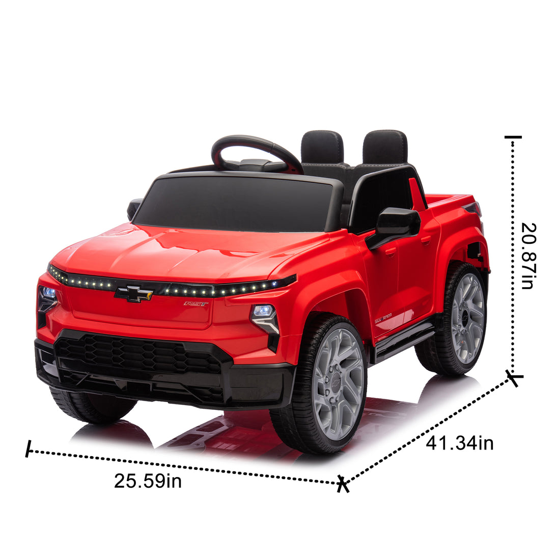 24V Kids Ride On Car W Parents Control,Licensed Chevrolet Silverado,Four Wheel Suspension,Led Lights,Bluetooth,Music,Usb,Mp3,Power Display,Speeds 2.49 3.73Mph For Kids Aged 37 95 Months. Red Plastic