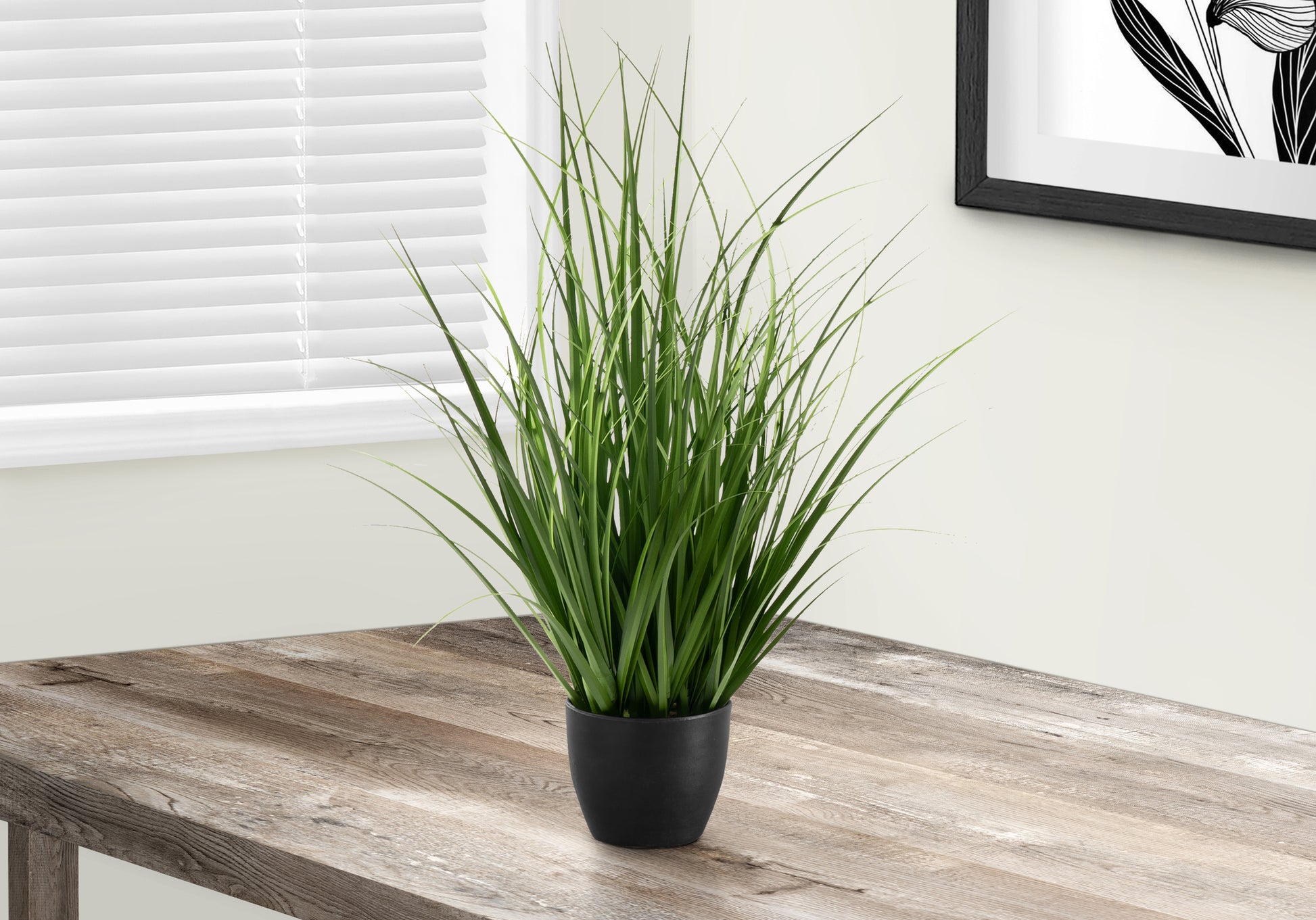 Artificial Plant, 23" Tall, Grass, Indoor, Faux, Fake, Table, Greenery, Potted, Real Touch, Decorative, Green Grass, Black Pot Green Foam Plastic