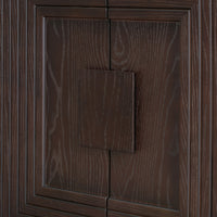 Vintage Distressed 4 Door Sideboard With Adjustable Shelves And Geometric Pattern For Dining Room, Kitchen And Living Room Espresso Espresso Solid Wood Mdf