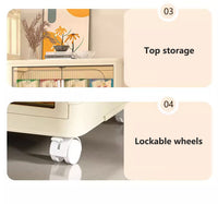 19.69" Side Wide Folding Storage Cabinet ,3 Tiers,19.69" 11.81" 31.1",Collapsible Storage Bins With Magnetic Door, Plastic Storage Cabinet With Wheels, Closet Organizers And Storage Containers Cream