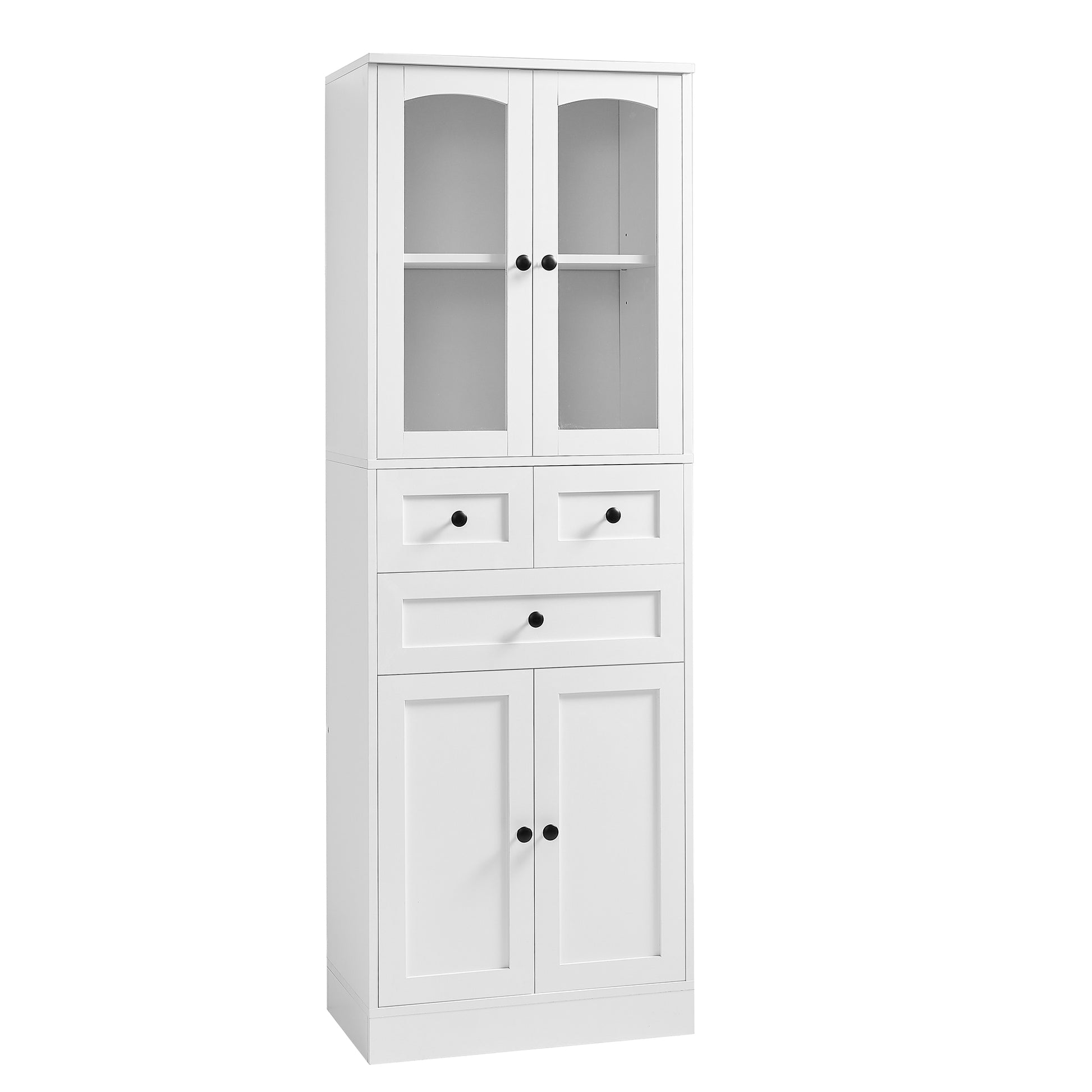 Tall Bathroom Storage Cabinet, Cabinet With Four Doors And Drawers, Adjustable Shelf, Mdf Board, White White Mdf